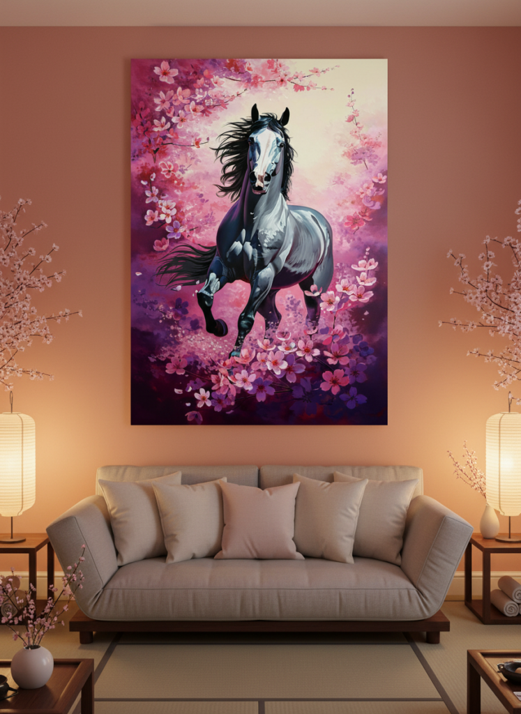 Bold colorful design on a glossy metal poster showing rich, vivid color and depth